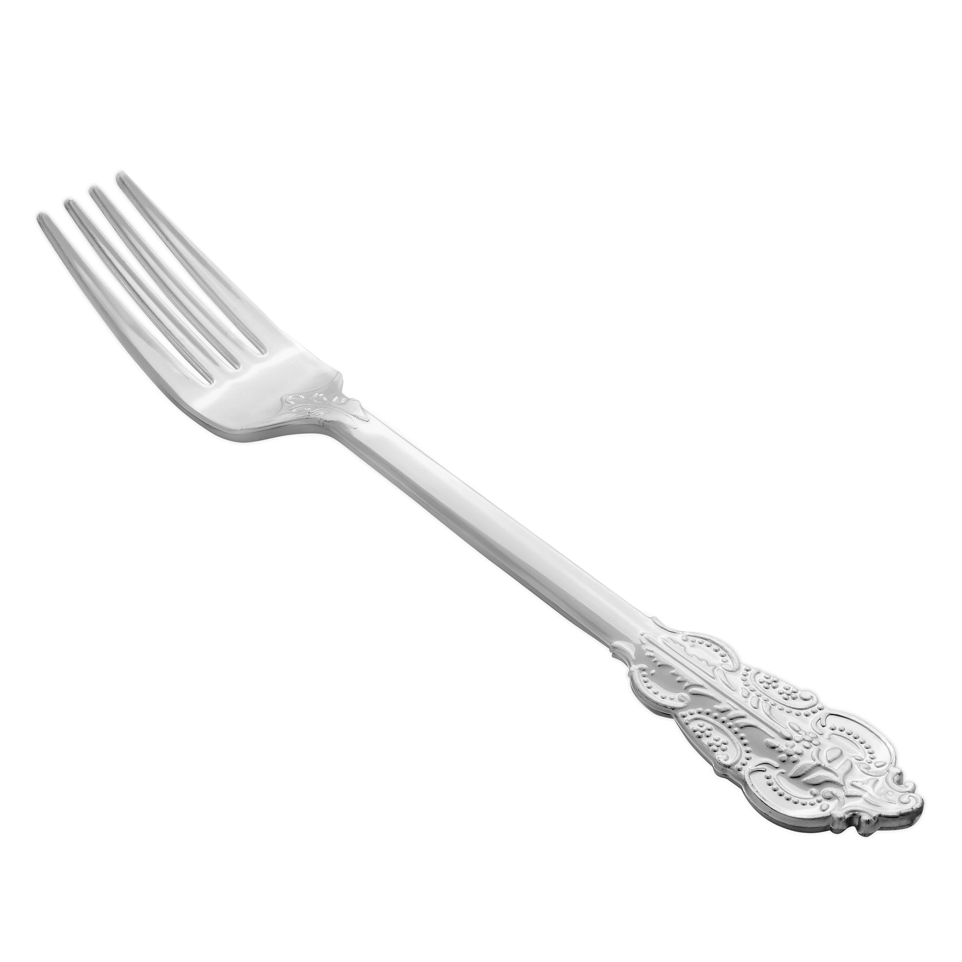 Silver Plastic Forks 10/Pack - Baroque Collection - CV Linens