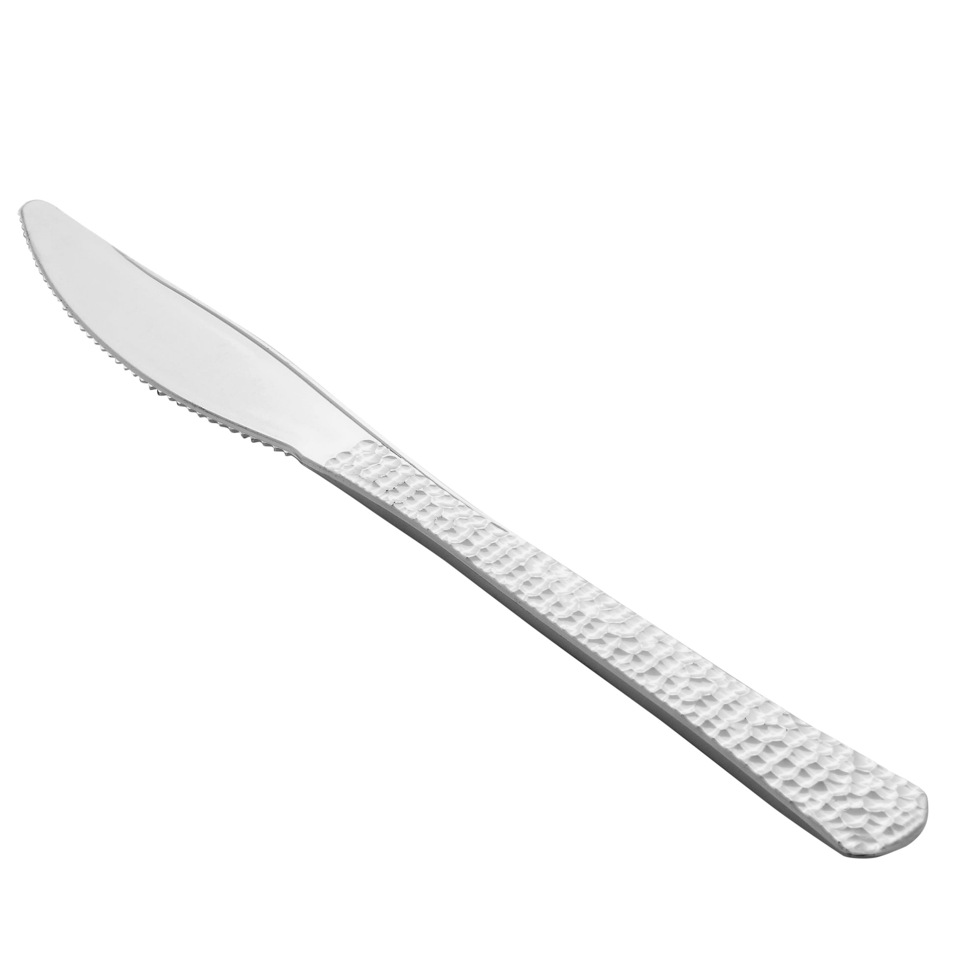 Silver Plastic Knives (20/Pack) - Hammered Collection - CV Linens
