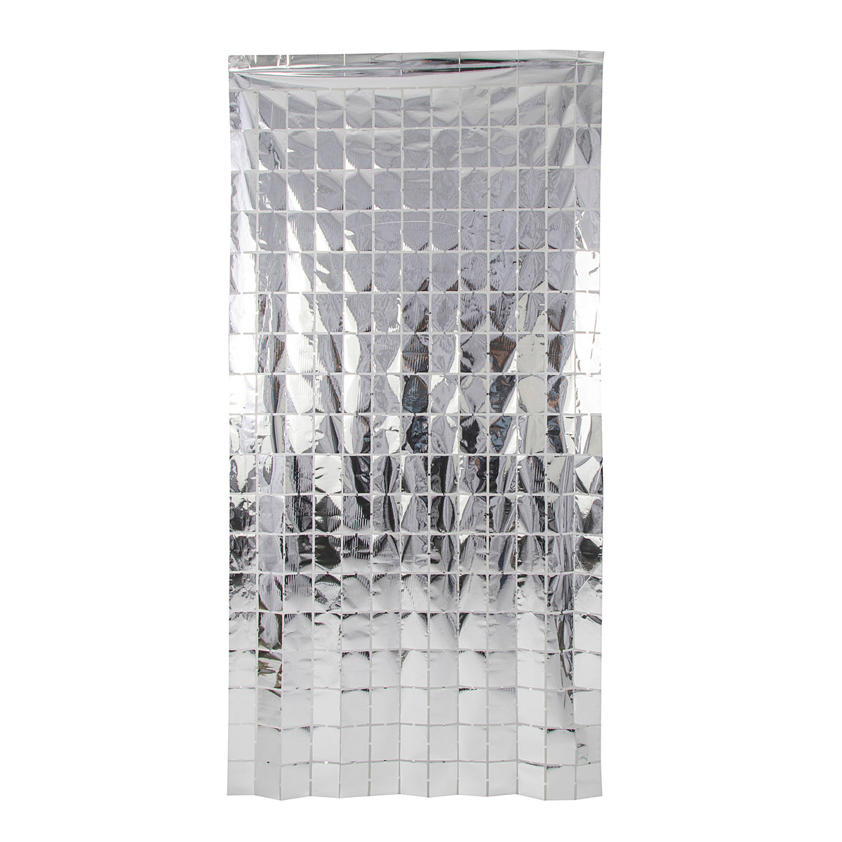 Drapery Silver Silver Metallic Square Foil Fringe Backdrop Curtain 6.5 ft - CV Linens™