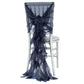 1 Set of Soft Curly Willow Ruffles Chair Sash & Cap - Navy Blue - CV Linens