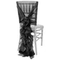 1 Set of Soft Curly Willow Ruffles Chair Sash & Cap - Black - CV Linens
