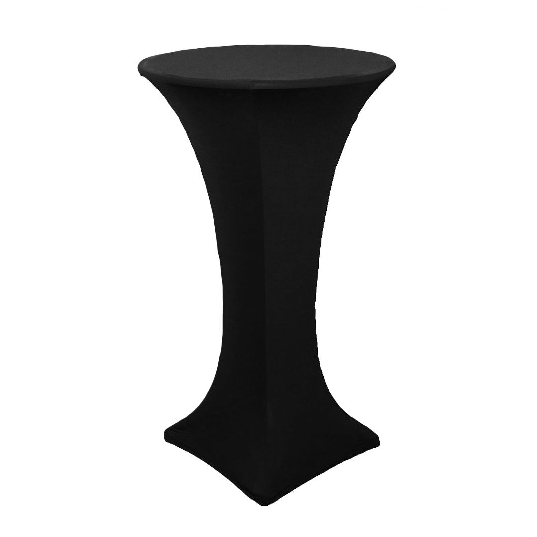 High 24" Spandex Round Cocktail Table Cover - Black - CV Linens