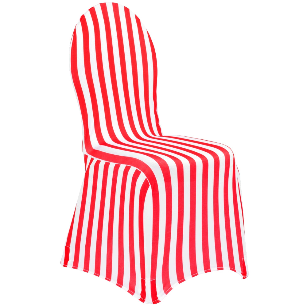 Stripe Spandex Banquet Chair Cover - Red & White - CV Linens™