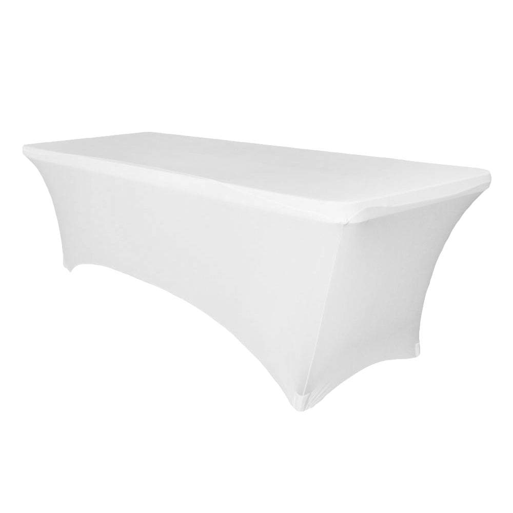 Rectangular 8 FT Spandex Table Cover - White - CV Linens™