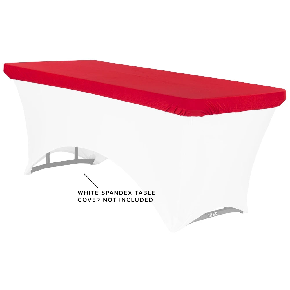 Spandex Table Topper/Cap 6 FT Rectangular - Red - CV Linens