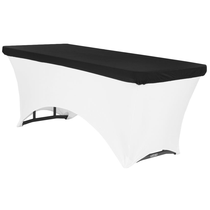 Spandex Table Topper/Cap 6 FT Rectangular Black CV Linens