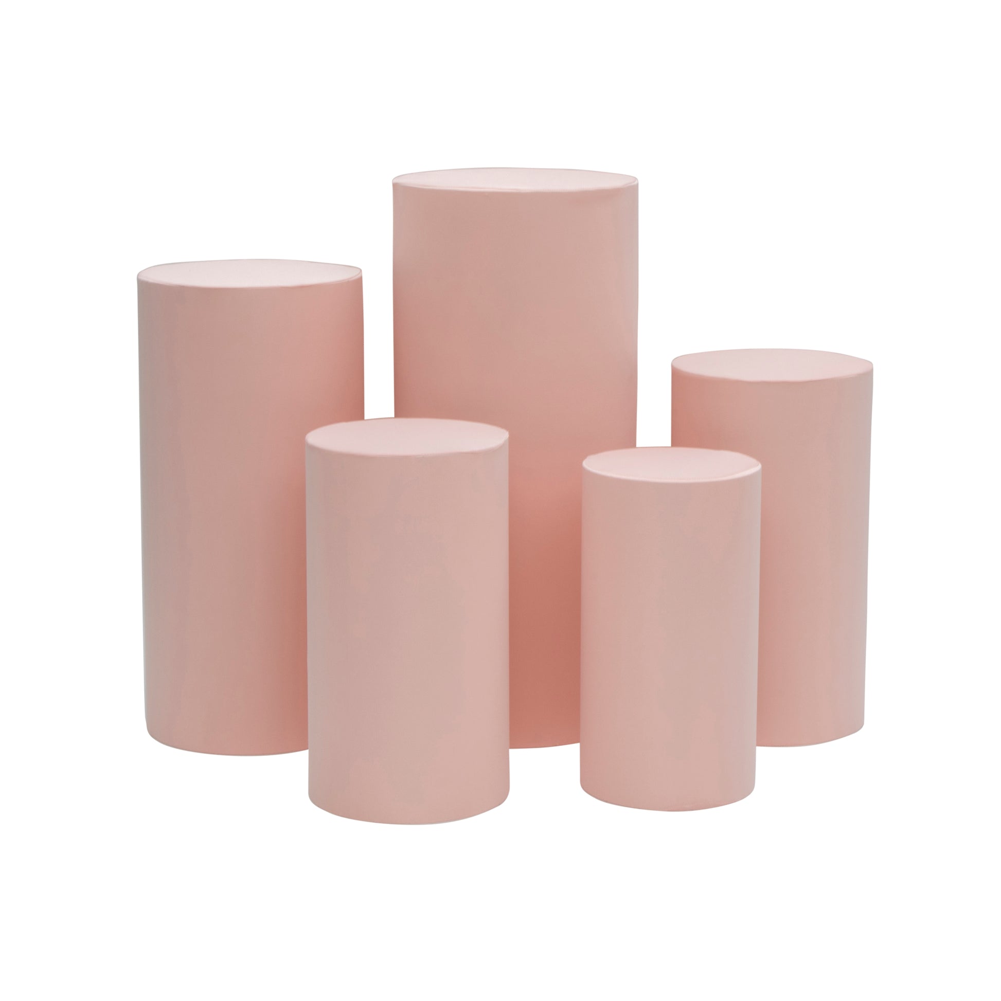 Spandex Pillar Covers for Metal Cylinder Pedestal Stands 5 pcs/set - Blush/Rose Gold