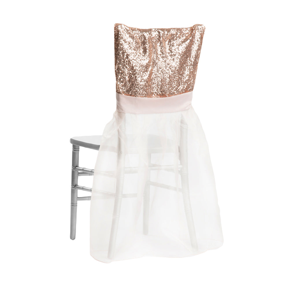 Sparkle Glitz Sequin Chiavari Chair Slip Cover - Blush/Rose Gold - CV Linens