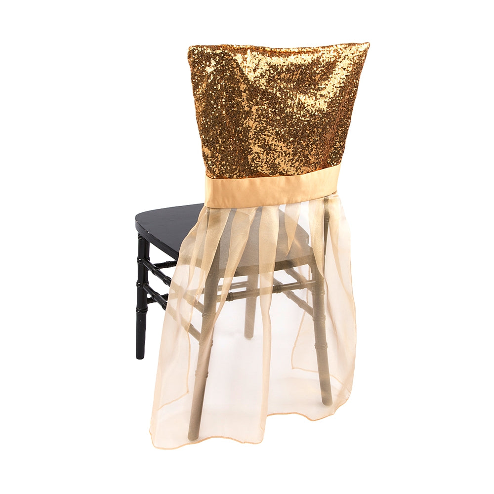 Sparkle Glitz Sequin Chiavari Chair Slip Cover - Gold - CV Linens