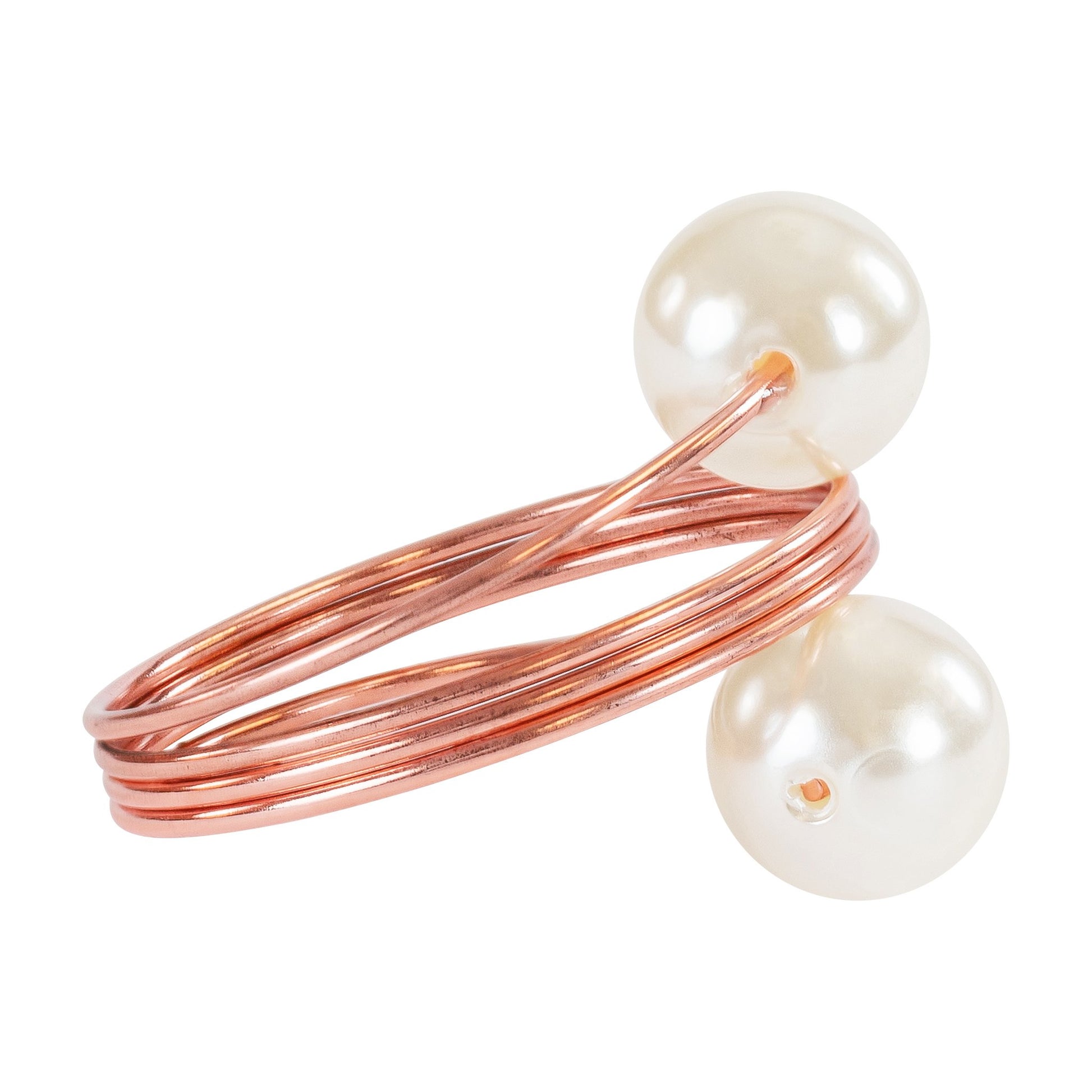 Spiral Faux Pearl Napkin Ring - Blush/Rose Gold - CV Linens