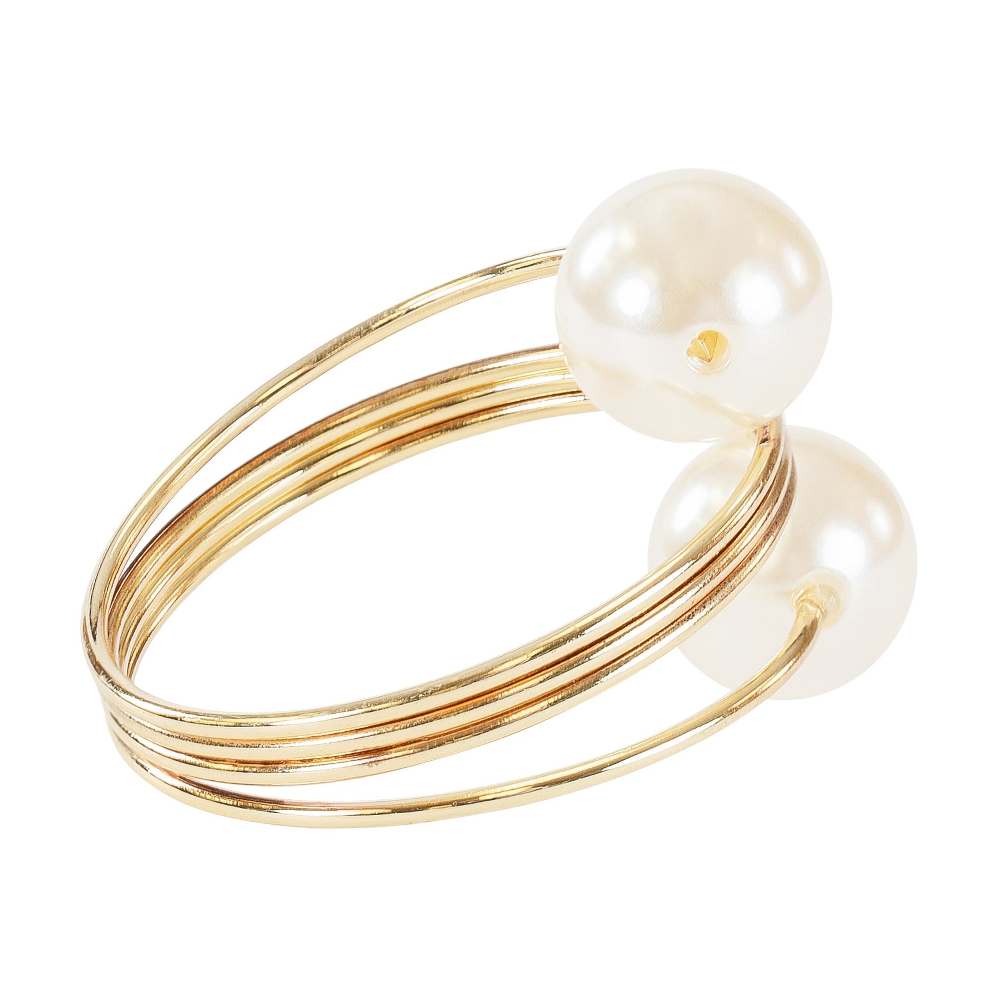 Spiral Faux Pearl Napkin Ring - Gold - CV Linens