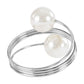 Spiral Faux Pearl Napkin Ring - Silver