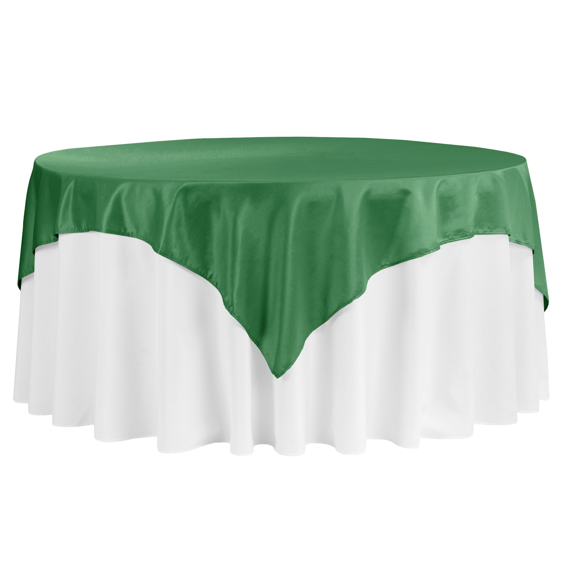 Square 72" Lamour Satin Table Overlay - Emerald Green - CV Linens