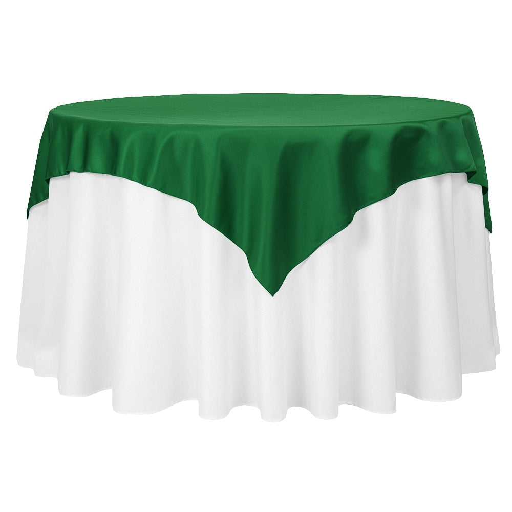 Square 54" Lamour Satin Table Overlay - Emerald Green - CV Linens
