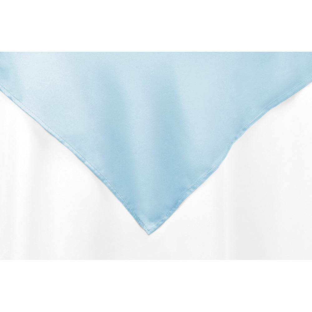 Square 54" Lamour Satin Table Overlay - Baby Blue - CV Linens
