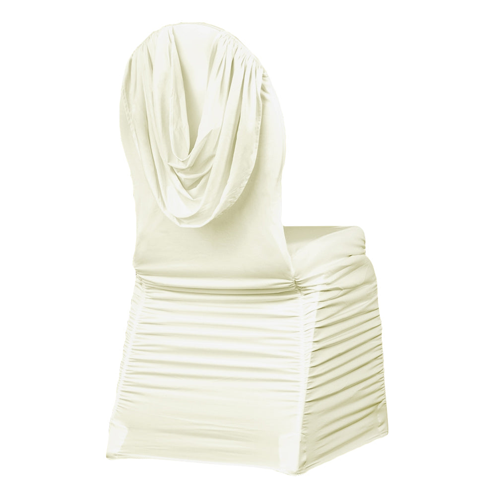 Swag Back Ruched Spandex Banquet Chair Cover - Ivory - CV Linens