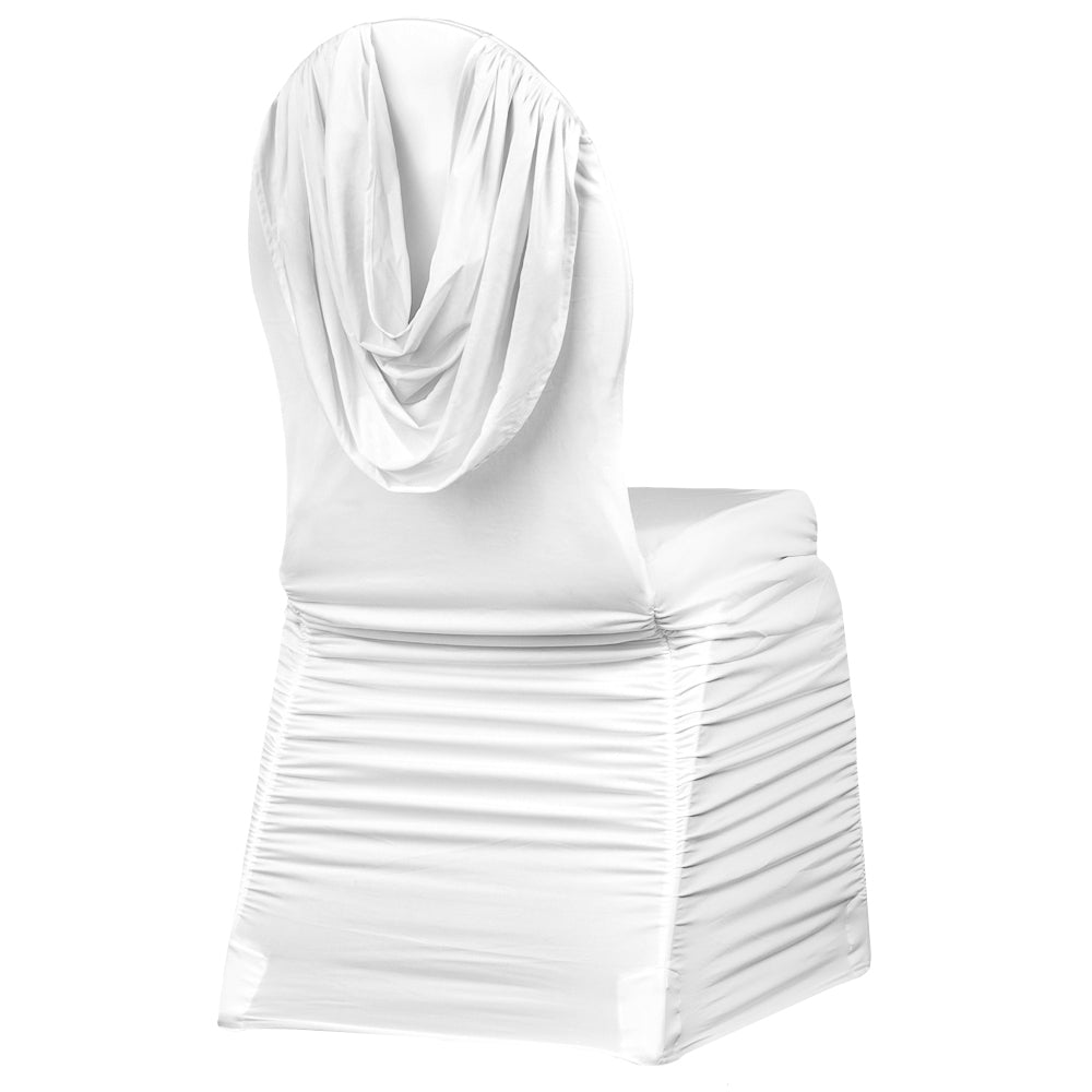 Swag Back Ruched Spandex Banquet Chair Cover - White - CV Linens