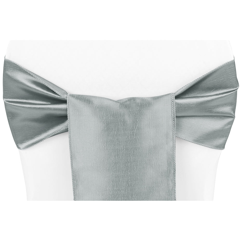 Taffeta Chair Sash/Tie - Gray/Silver - CV Linens