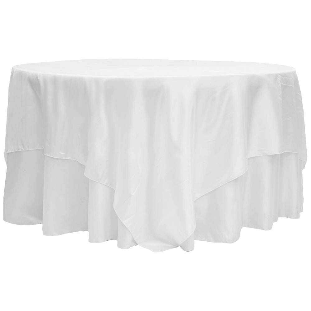 Taffeta Table Overlay Topper 90"x90" Square - White - CV Linens