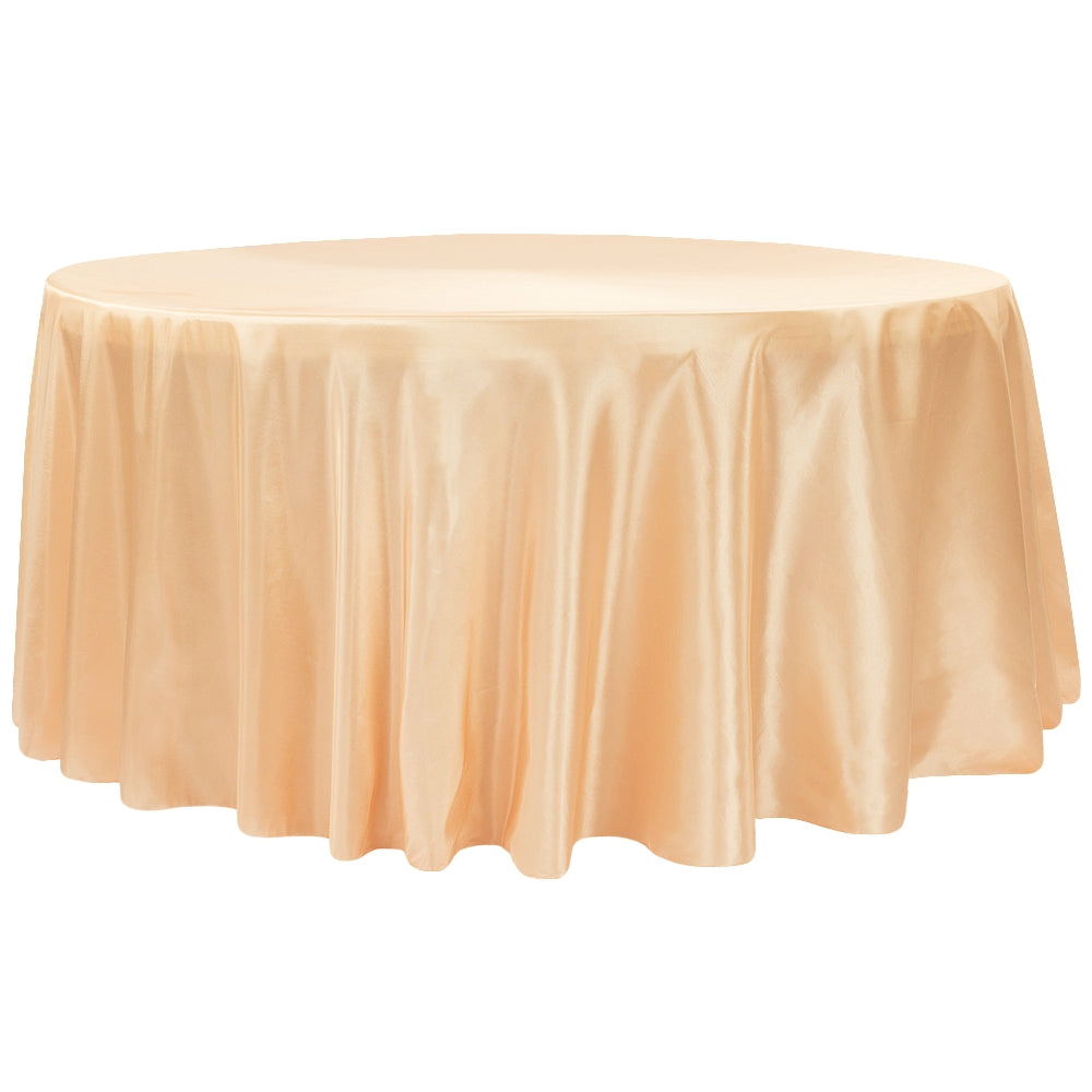 Taffeta Tablecloth 120" Round - Peach - CV Linens