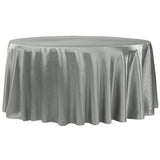 Taffeta Tablecloth 120" Round - Gray/Silver