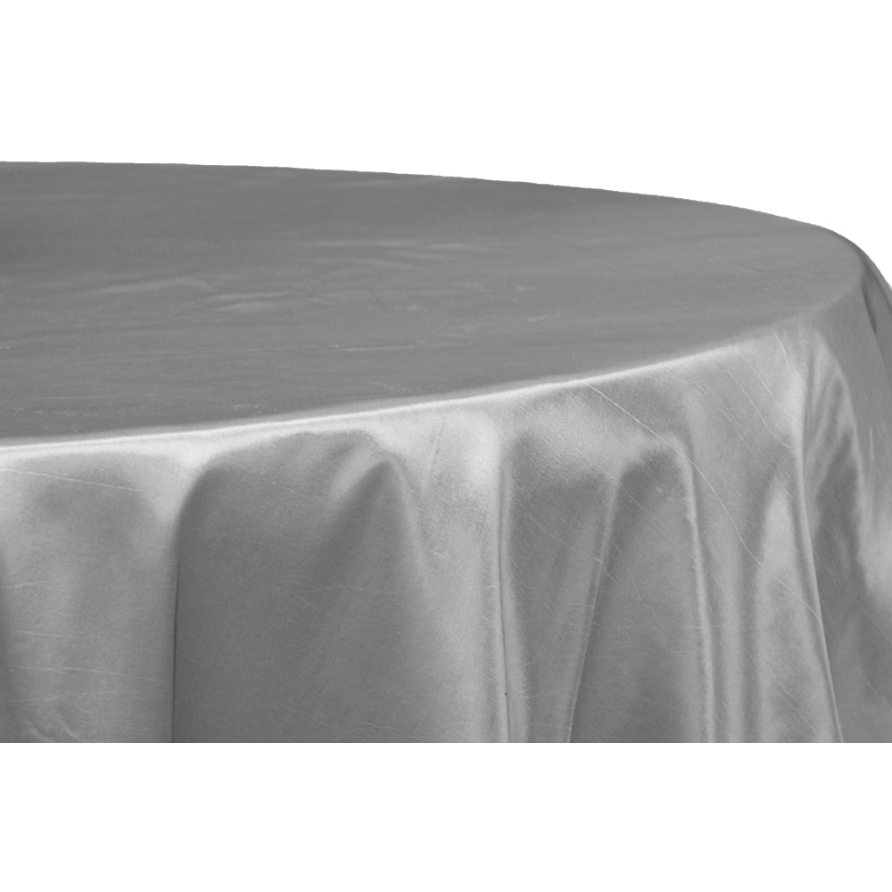Taffeta Tablecloth 132" Round - Gray/Silver - CV Linens