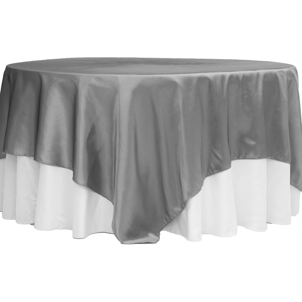 Taffeta Table Overlay Topper 90"x90" Square - Gray/Silver - CV Linens