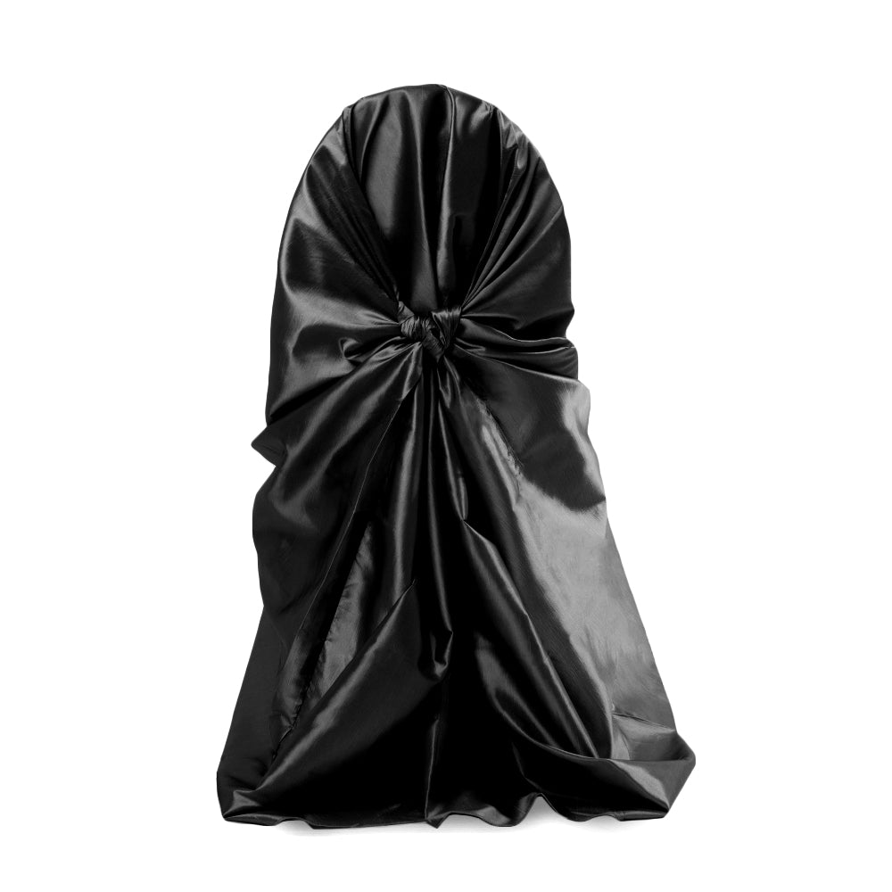 Universal Taffeta Self Tie Chair Cover Black at CV Linens