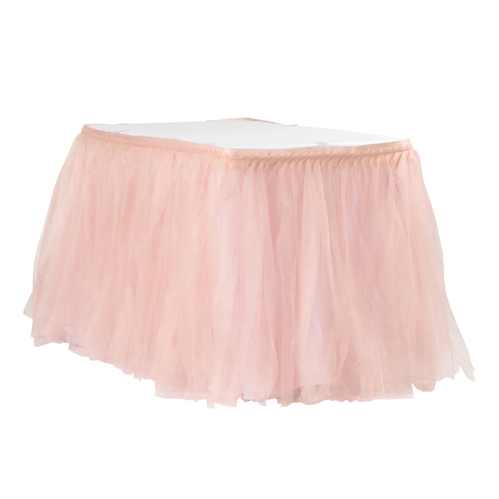 Tulle Tutu 17ft Table Skirt Blush/Rose Gold CV Linens