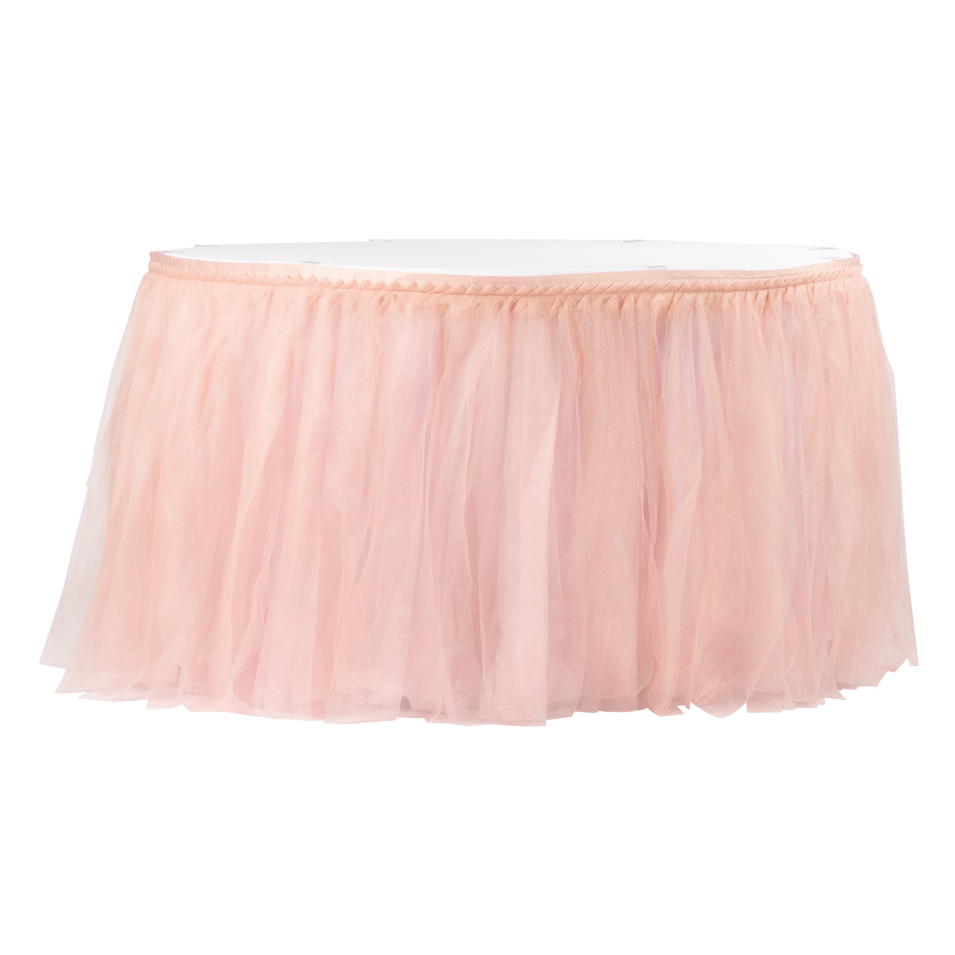 Tulle Tutu 17ft Table Skirt - Blush/Rose Gold - CV Linens
