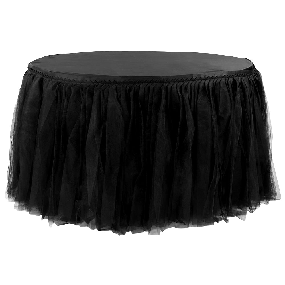 Tulle Tutu 17ft Table Skirt - Black - CV Linens