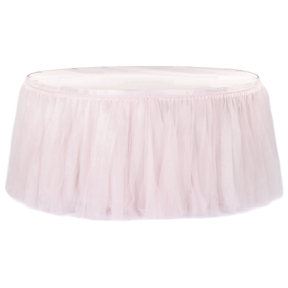 Tulle Tutu 21ft Table Skirt - Pastel Pink - CV Linens