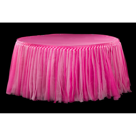 Tulle Tutu 21ft Table Skirt - Fuchsia & Pink - CV Linens