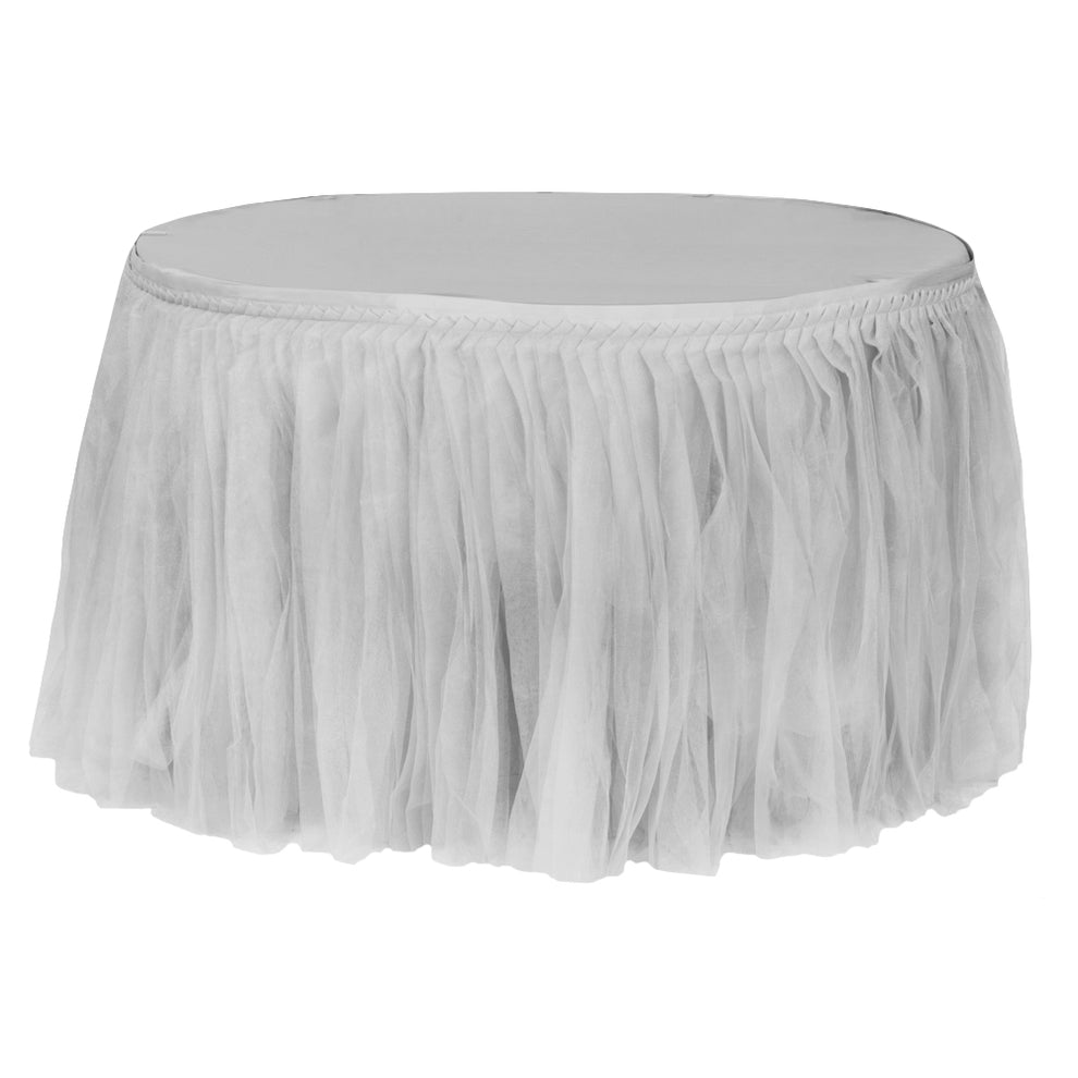 Tulle Tutu 21ft Table Skirt - Gray/Silver– CV Linens