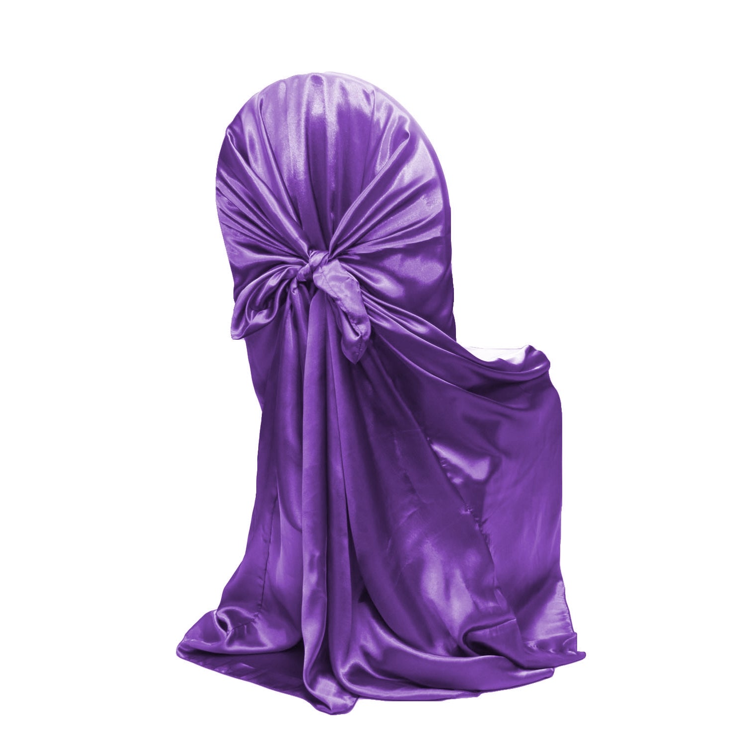 Universal Satin Self Tie Chair Cover - Purple - CV Linens