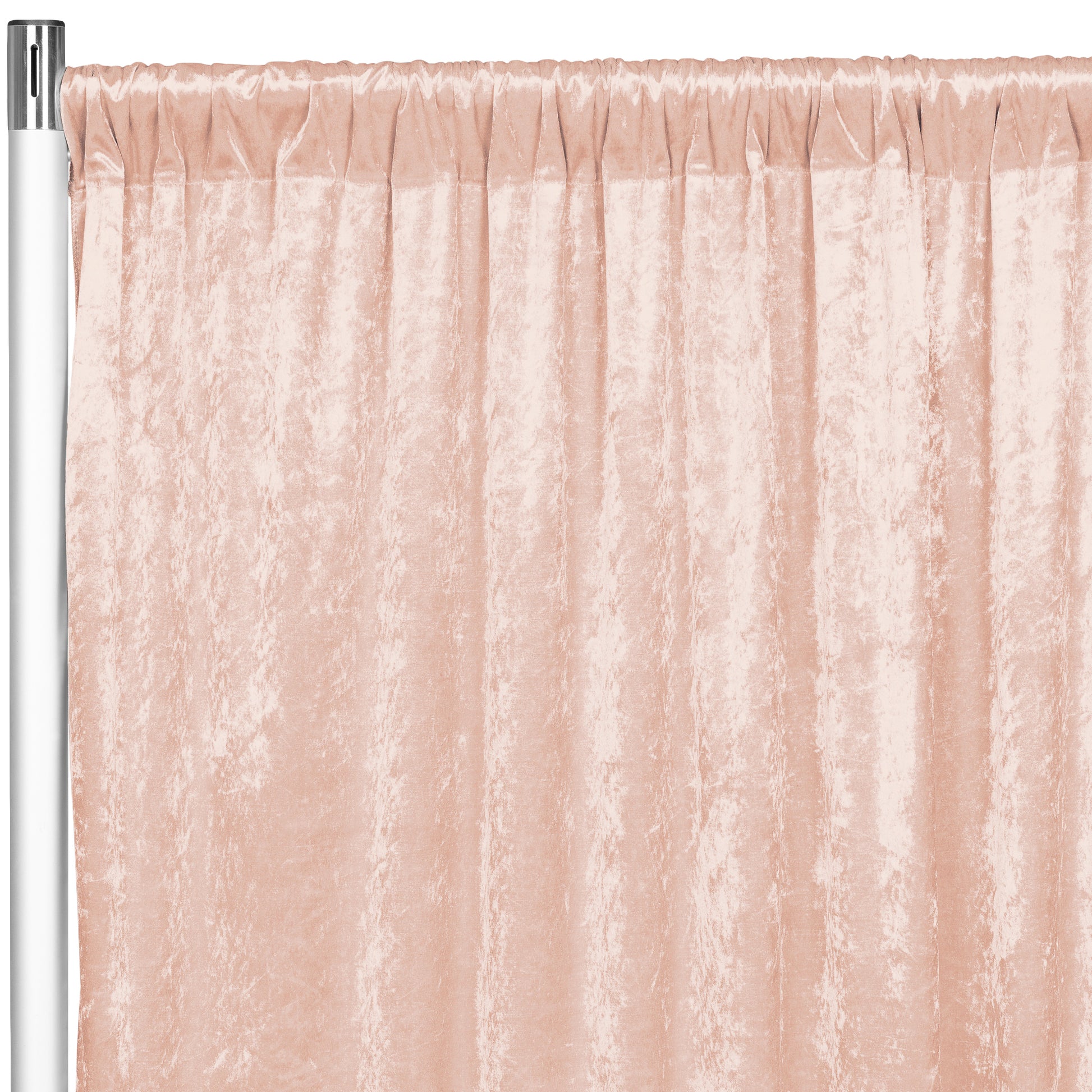 Velvet 10ft H x 52" W Drape/Backdrop Curtain Panel - Blush/Rose Gold - CV Linens