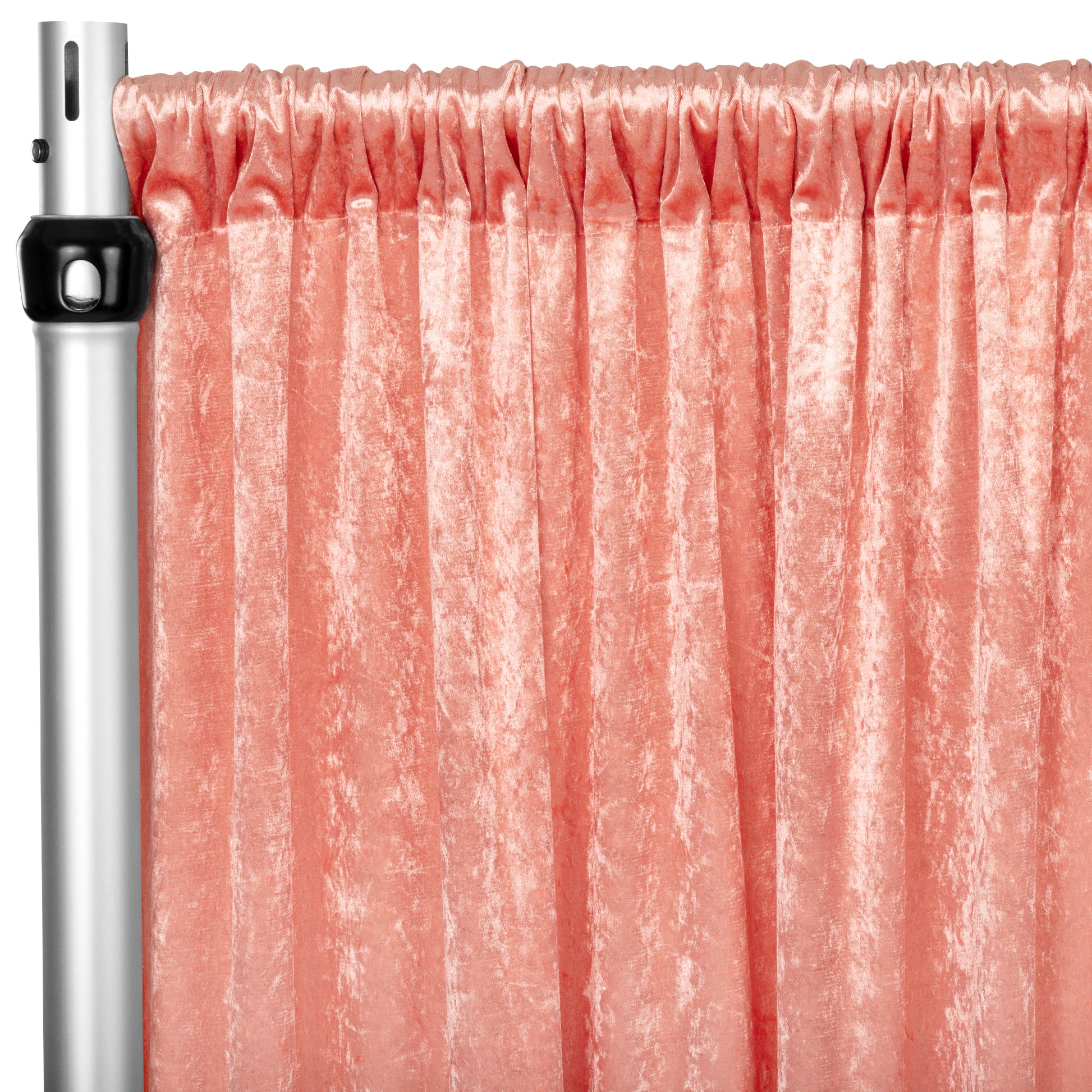 Velvet 10ft H x 52" W Drape/Backdrop Curtain Panel - Coral - CV Linens