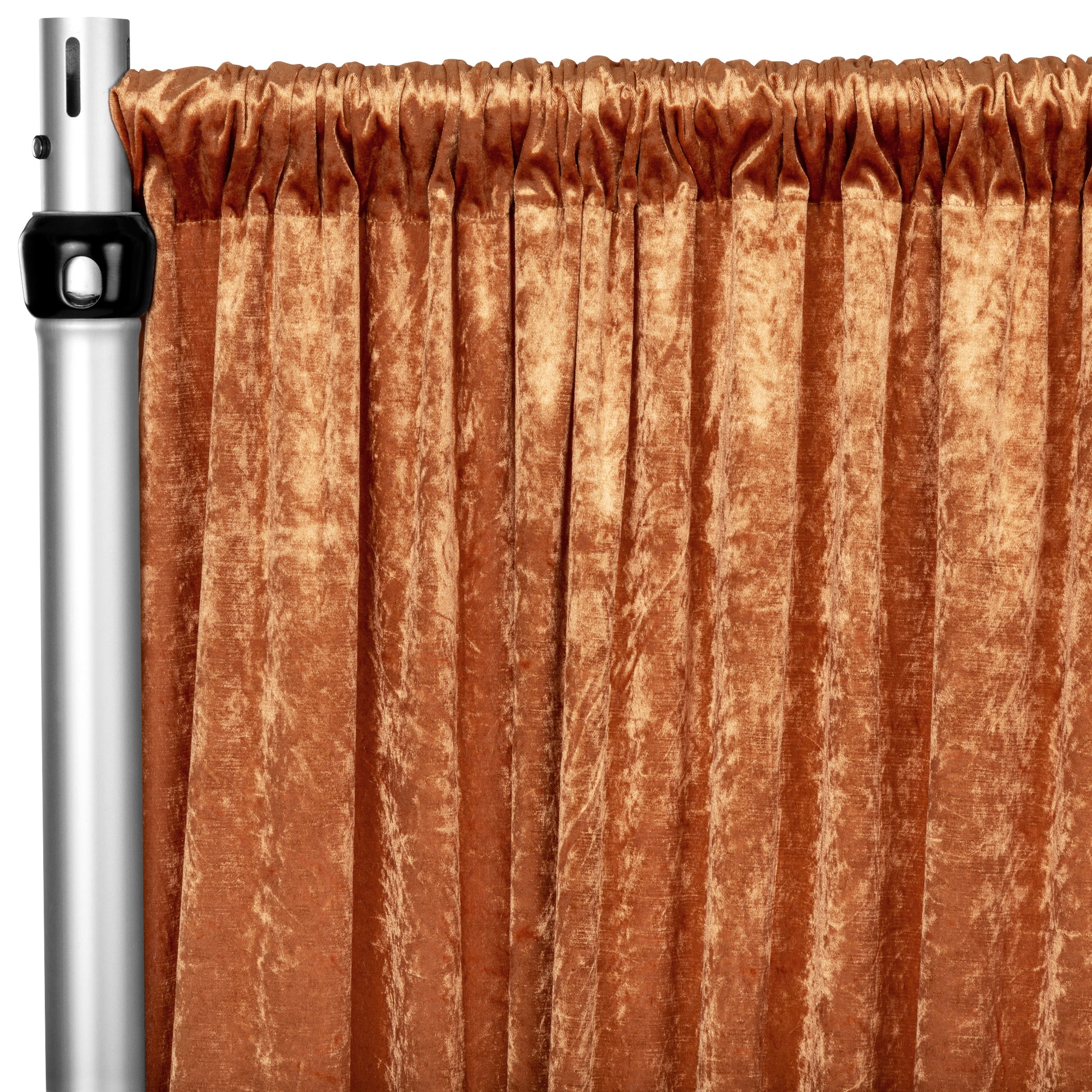 Velvet 10ft H x 52" W Drape/Backdrop Curtain Panel - Rust - CV Linens