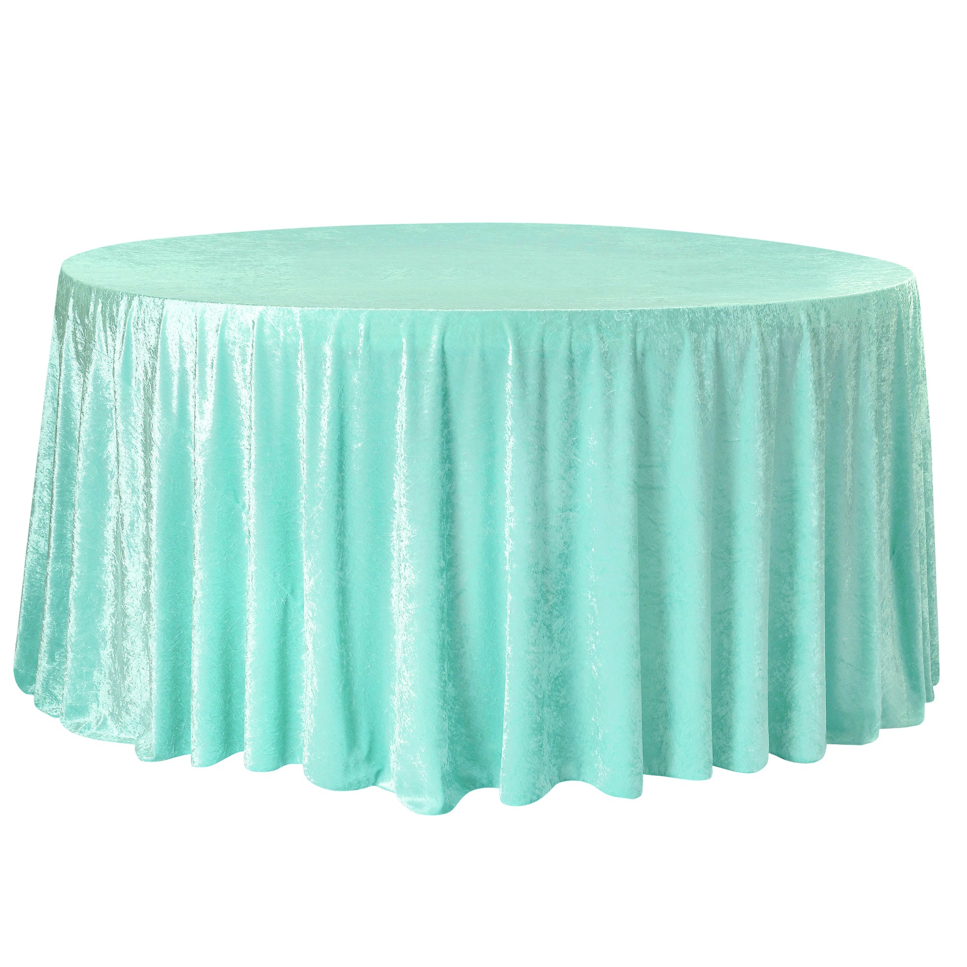 Velvet 120" Round Tablecloth - Light Turquoise - CV Linens