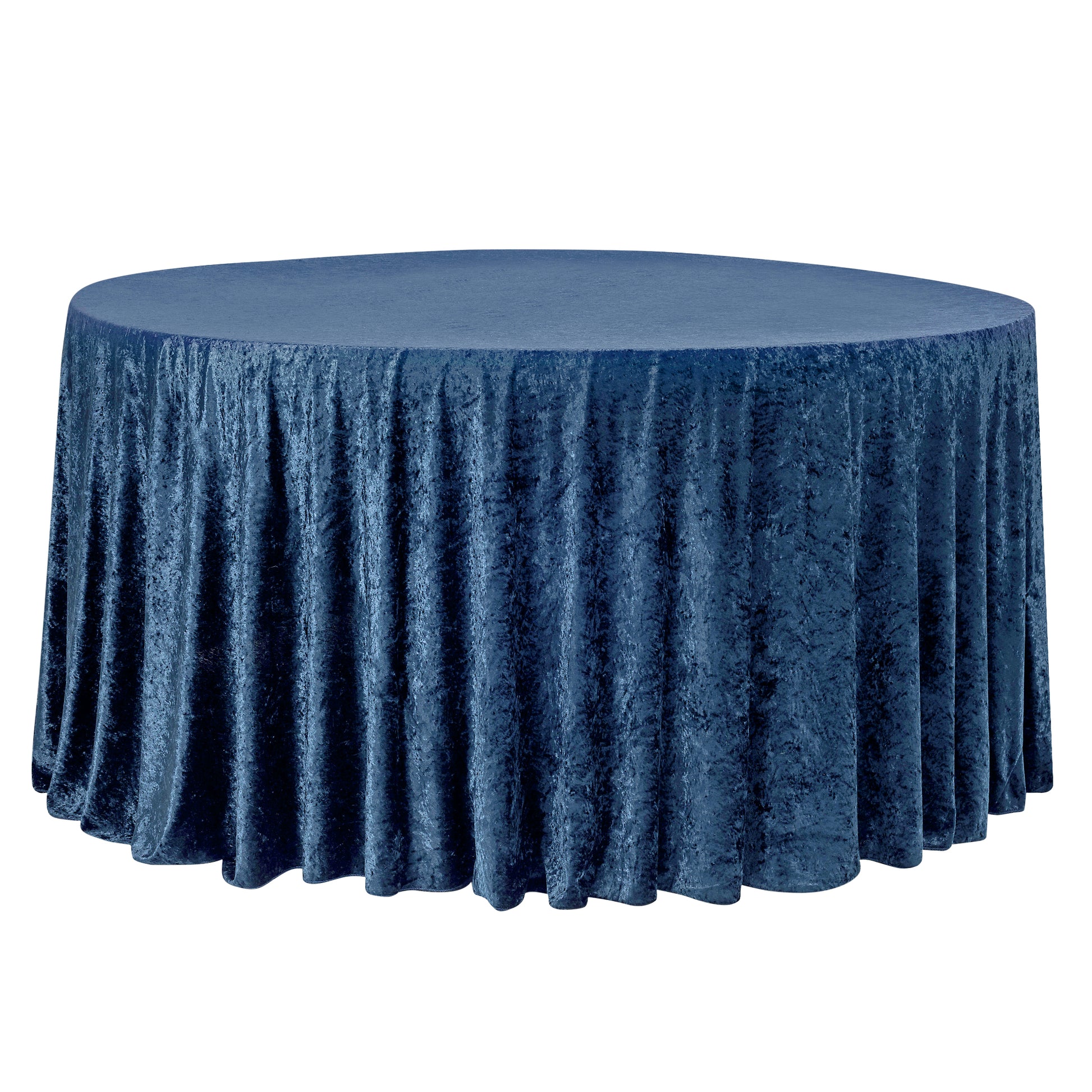 Velvet 120" Round Tablecloth - Navy Blue - CV Linens