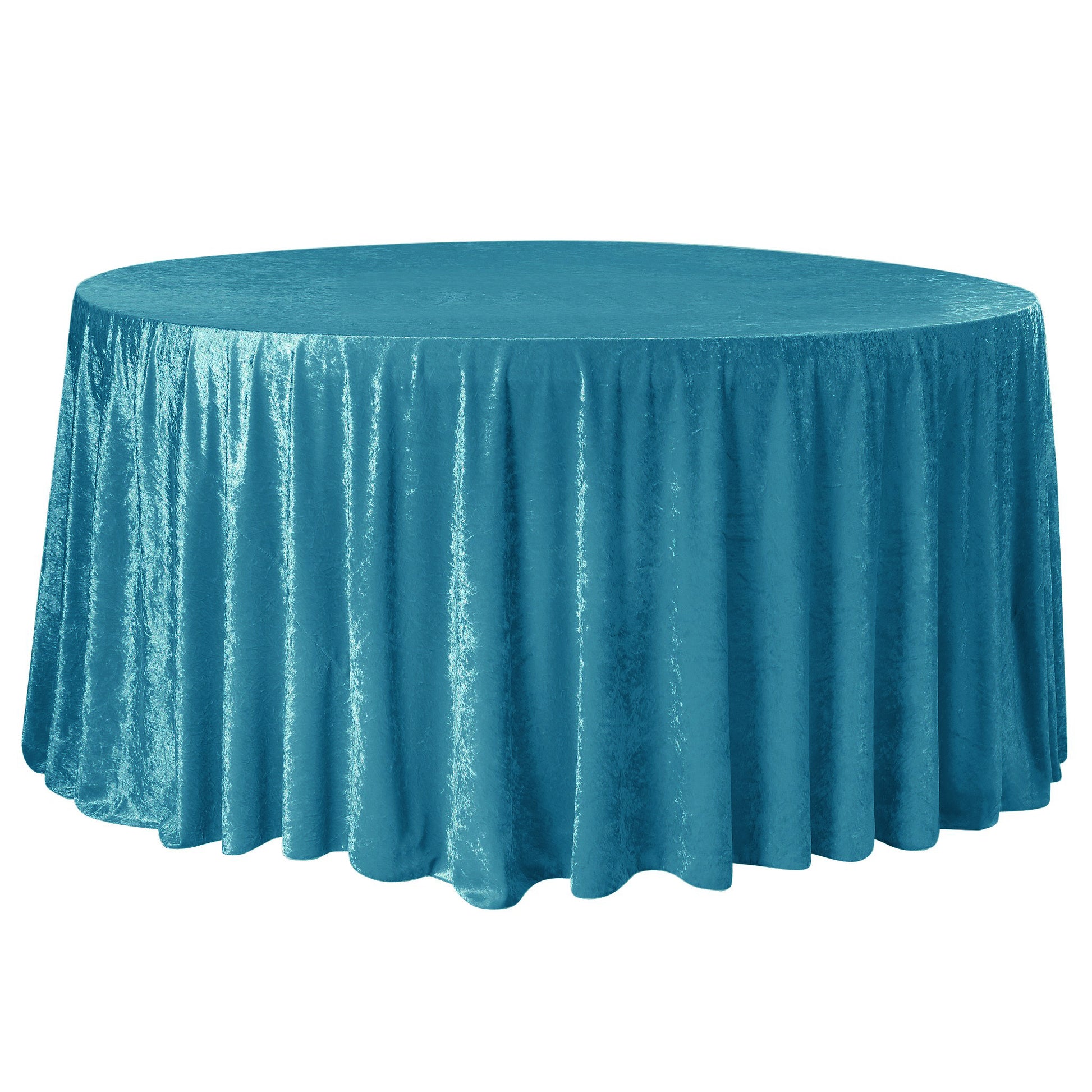 Velvet 120" Round Tablecloth - Peacock Teal - CV Linens