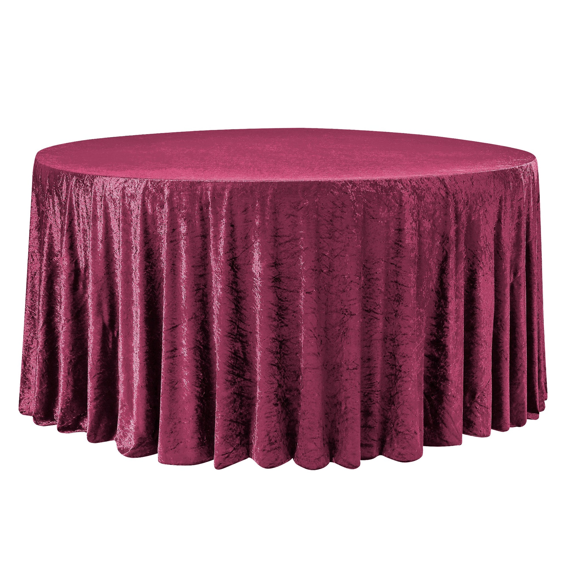 Velvet 132" Round Tablecloth - Burgundy - CV Linens