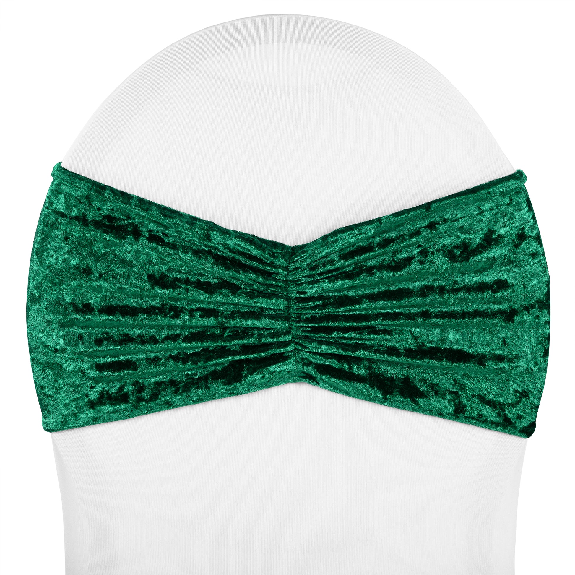 Velvet Ruffle Stretch Chair Band - Emerald Green - CV Linens