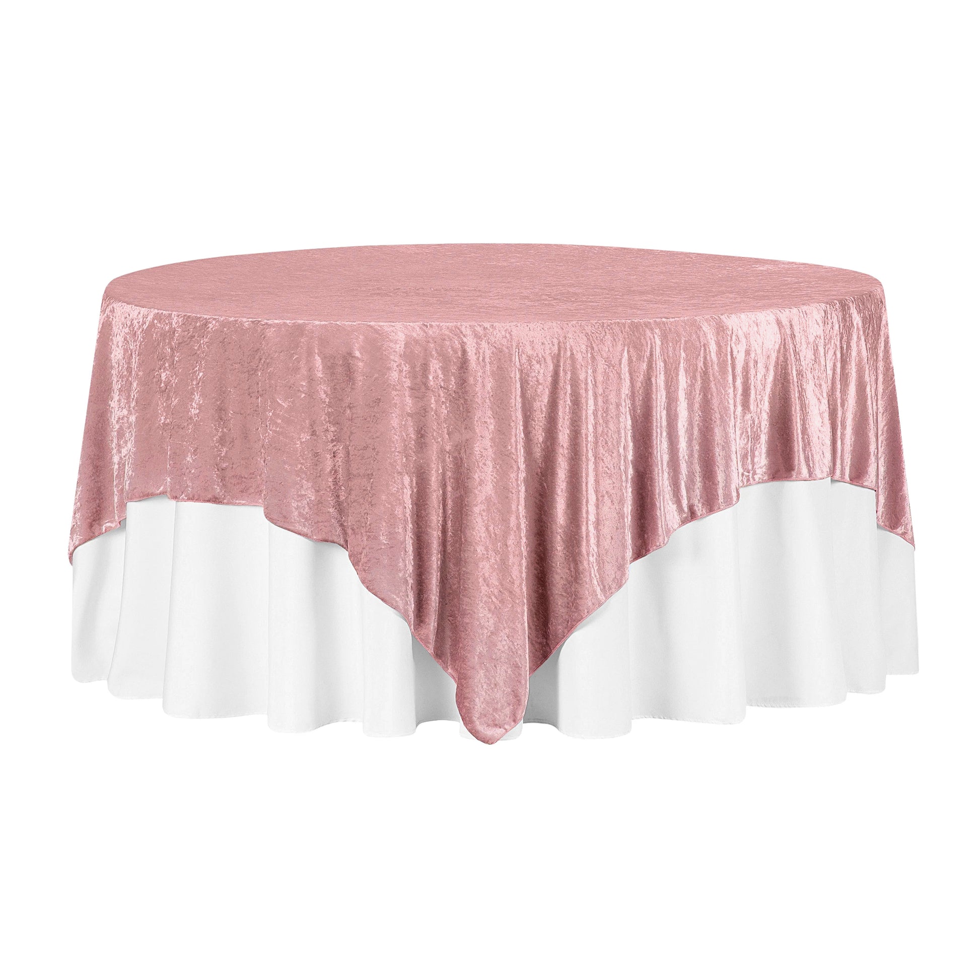 Velvet 85"x85" Square Tablecloth Table Overlay - Dusty Rose/Mauve - CV Linens