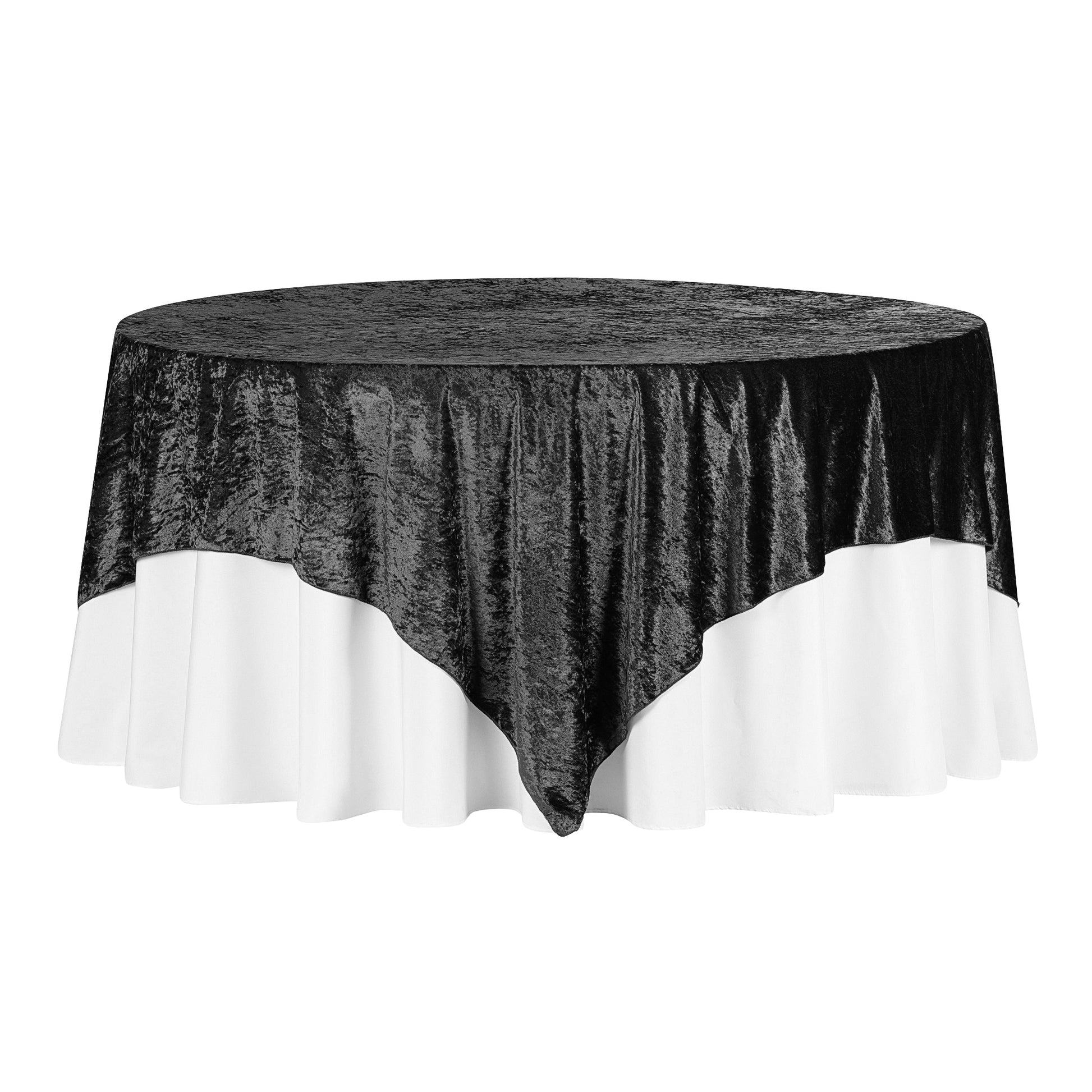 Velvet 85"x85" Square Tablecloth Table Overlay - Black - CV Linens