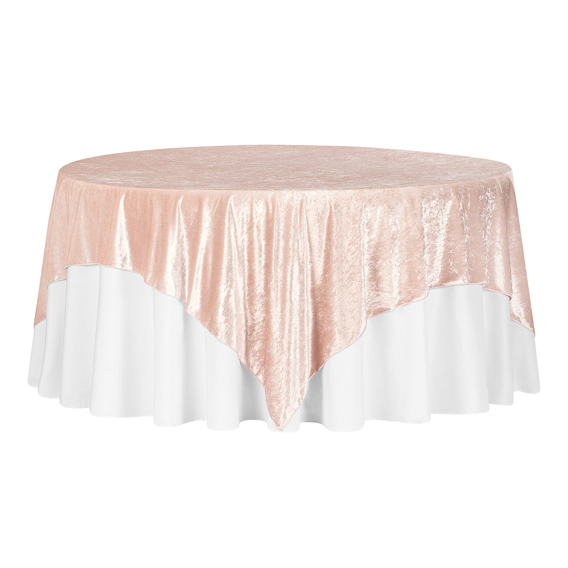 Velvet 85"x85" Square Tablecloth Table Overlay - Blush/Rose Gold - CV Linens
