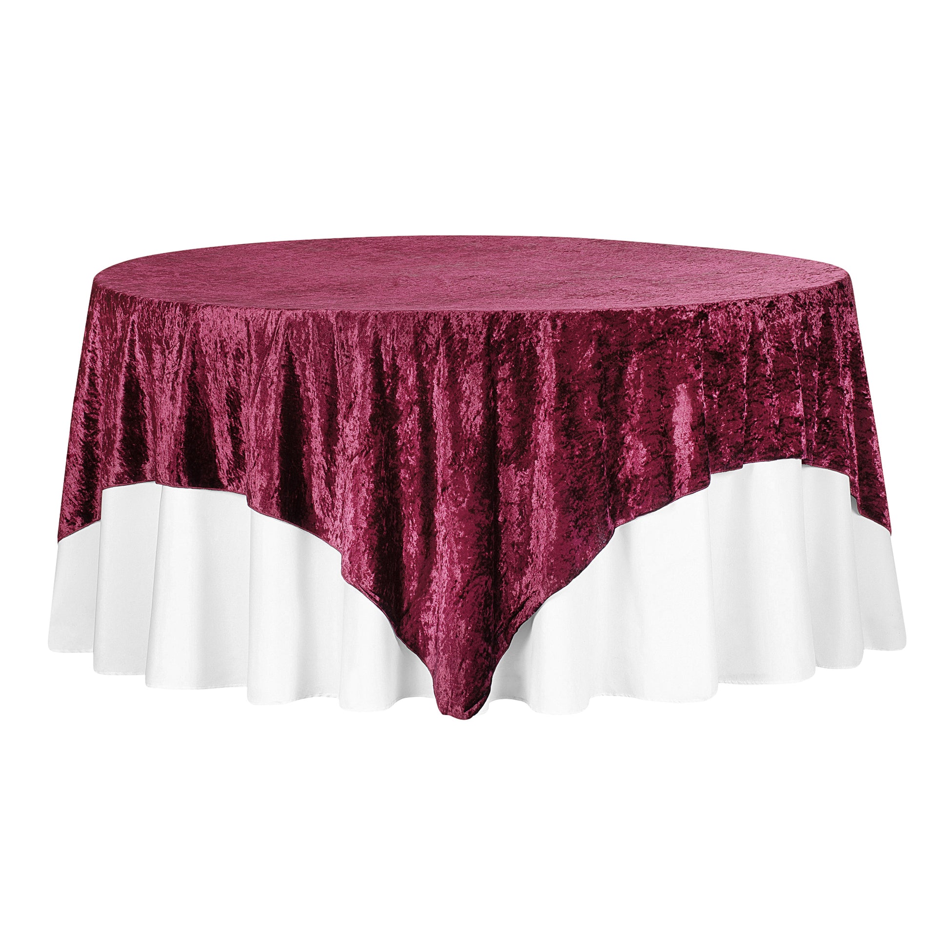 Velvet 85"x85" Square Tablecloth Table Overlay - Burgundy - CV Linens