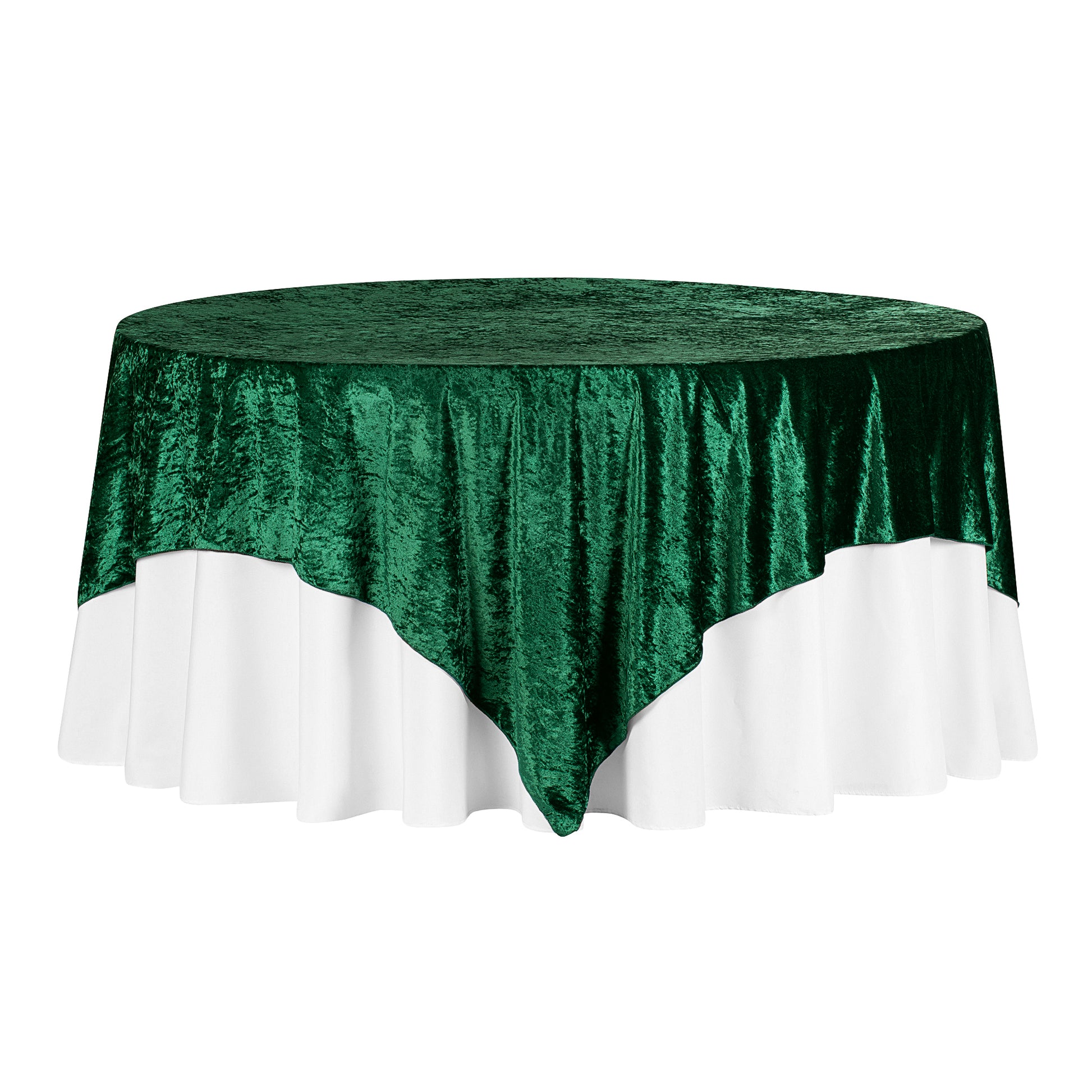 Velvet 85"x85" Square Tablecloth Table Overlay - Emerald Green - CV Linens