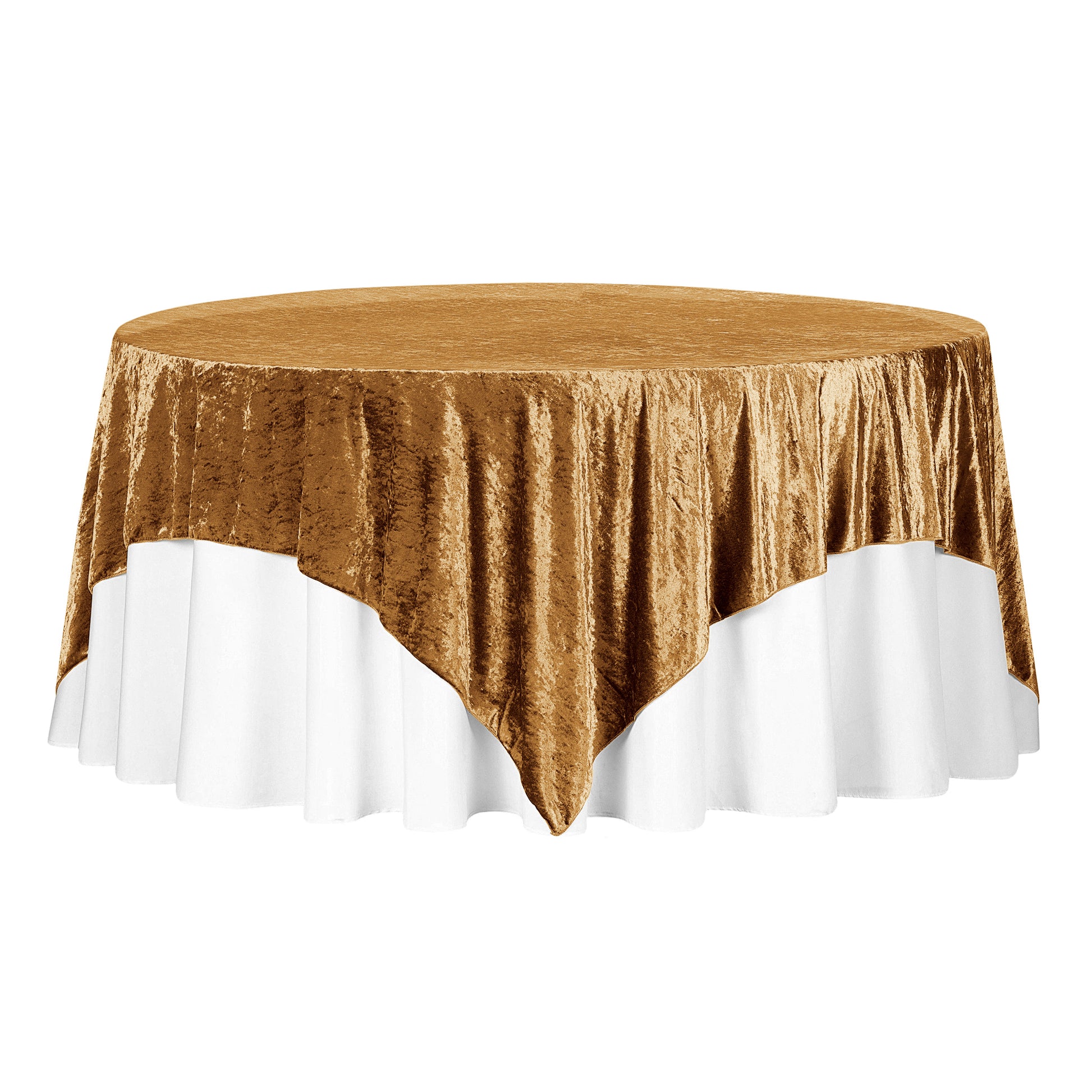 Velvet 85"x85" Square Tablecloth Table Overlay - Mustard Gold - CV Linens