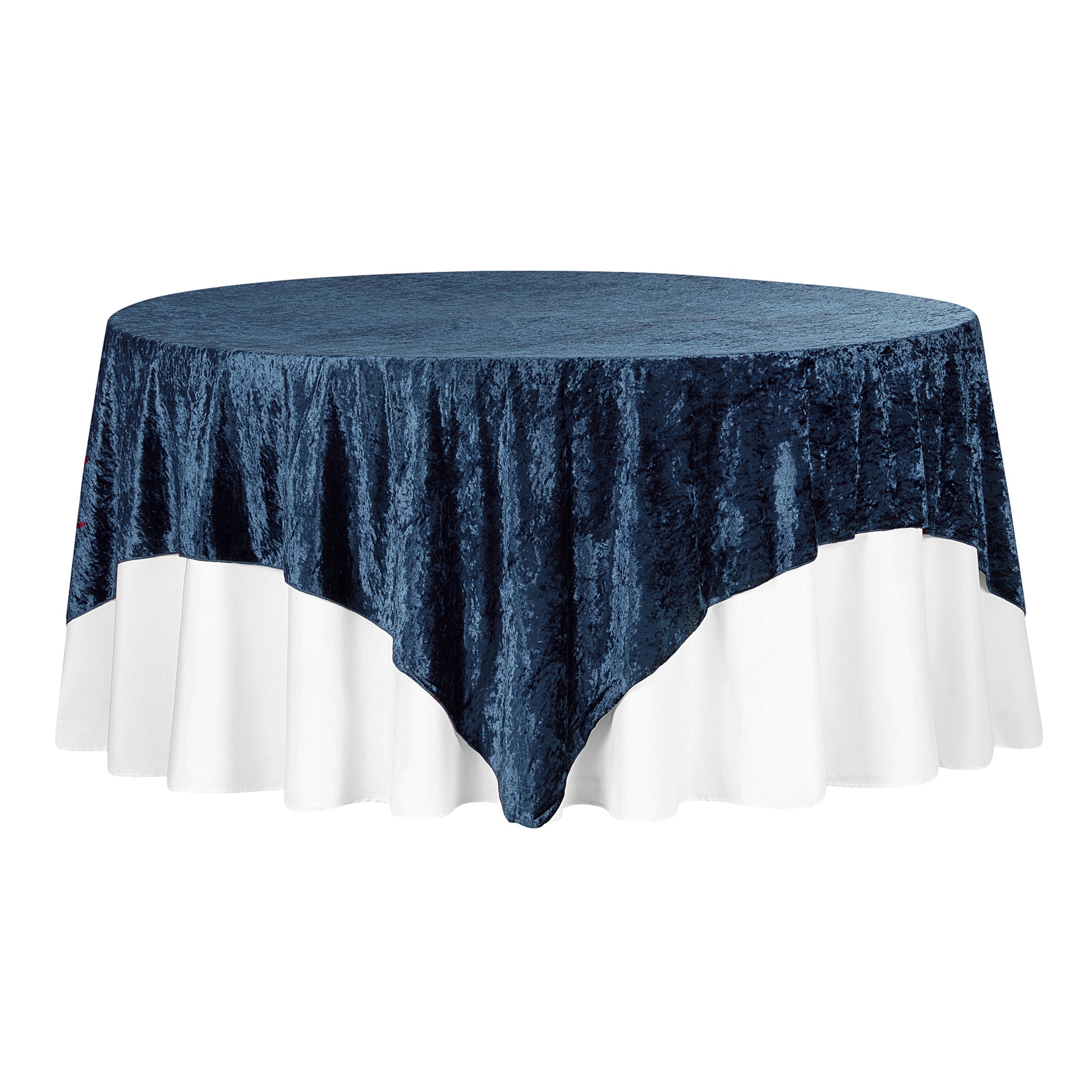 Velvet 85"x85" Square Tablecloth Table Overlay - Navy Blue - CV Linens